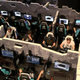 The PUBG setup at Gamescom, which featured nifty dividers and individual setups amid faux ruins.